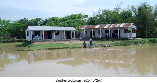 Sylhet, Bangladesh - 6 April 2015: A primary school in a village without improved communication. Where most of the students are from poor families.