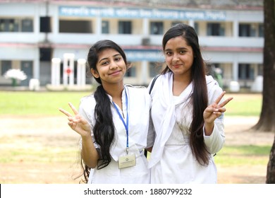 Sylhet, Bangladesh - 6 May 2019: Students of Government Agragami Girls High School and College in Sylhet expressing his happy feelings after their secondary school certificate (SSC) results published.