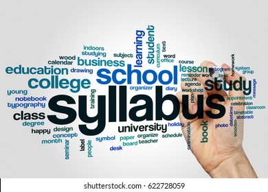 Syllabus word cloud concept on grey background