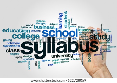 Syllabus word cloud concept on grey background