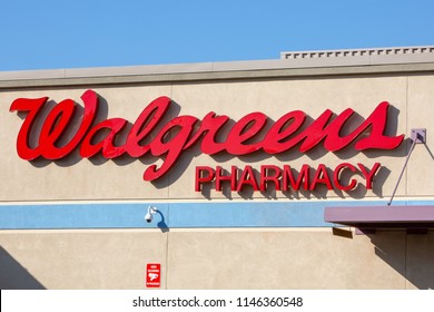 Sylmar, CA/USA. July 31,2018.  Walgreens store exterior and sign. Walgreens is the largest drug retailing chain in the United States.
