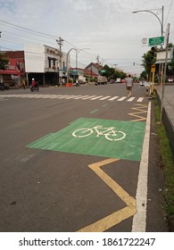 A Symbol Of Bicycle Road On Jalan Jenderal Sudirman Purwokerto Indonesia On November 26, 2020