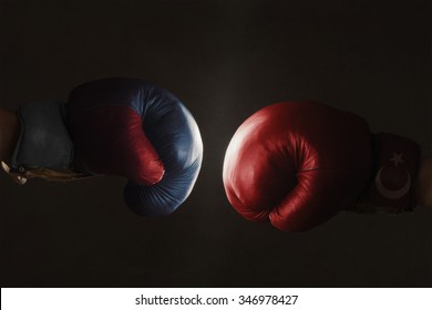 Symbol of the Crisis between Turkey and Russia symbolized with Boxing Gloves