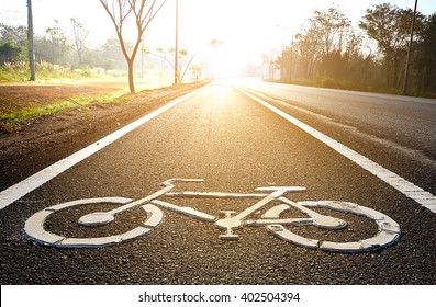 Symbol To Indicate The Road For Bicycles.Soft-focus