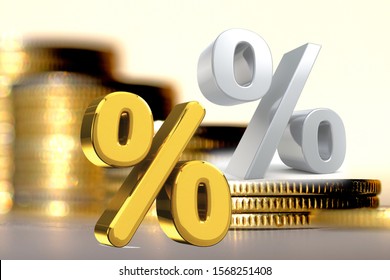 The symbol of interest on the background of money . The concept of changes in Bank rates . - Shutterstock ID 1568251408