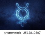 Symbol of Mercury, Mercury Sign, astrology Mercury planet, Blue Symbol