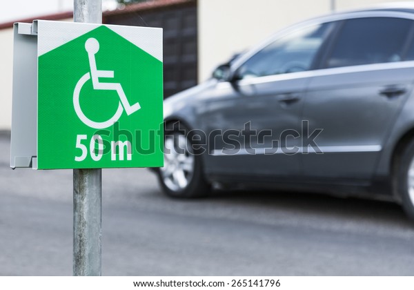 Symbol of the parking lot, no parking on site\
for a disabled person.\
