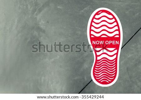 Symbol sticker foot walking to shop store.