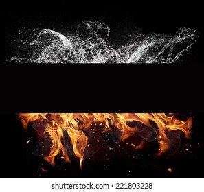 Symbol Of Water And Fire Energy, Isolated On Black Background