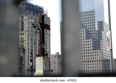 A symbolic cross at Ground Zero in New York City