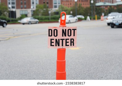 Symbolic 'Do Not Enter' street sign, cautioning against unauthorized access and deterring from forbidden paths in life. Restriction and protection - Shutterstock ID 2338383817