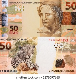 Symbolic effigy Sculpture of Braziln, Portrait from Brazil 50 Reais 2010 Banknotes.