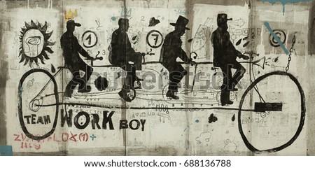 Symbolic image of a sports bike in the style of graffiti.