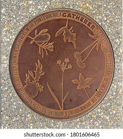 Symbolic Manhole With Natural And Indigenous Floral Picture In Point Cook, Australia.