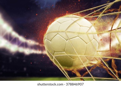 Symbolic Picture For Goal With A Soccer Ball In Net