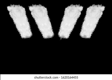 Symbols quotation,blockquote font shape element made of clouds on black background ready for mask or blending modes