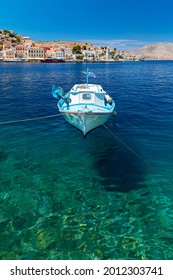 SYMI, GREECE - JULY 05, 2021: Symi is a Greek island and part of the Dodecanese island group.