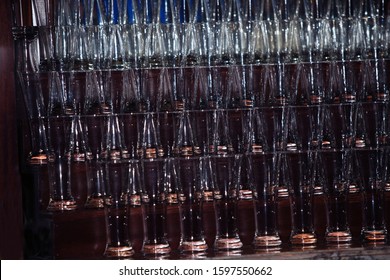 Symmetry Clean Row Crystal Glasses Beer Champagne Wineglass Bar Glasses Abstract Design Romantic Nightlife Celebration Elegance Counter Top Pub Restaurant Mixed Drinks Upside Down Ready For Toast