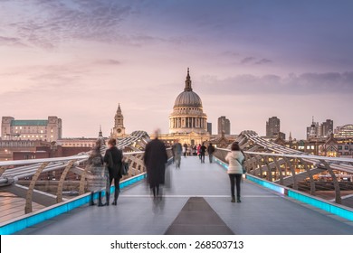 Symmetry On The Millennium Bridge To The St Paul's Cathedral