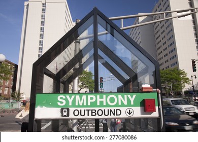 Symphony Hall Train Stop Sign And Station, Boston, MA