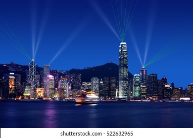 Symphony Of Lights At Victoria Harbor, Hong Kong