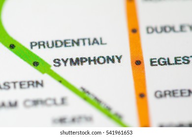 Symphony Station. Boston Metro Map.