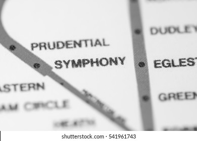 Symphony Station. Boston Metro Map.