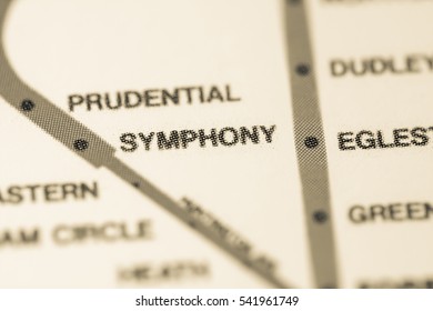 Symphony Station. Boston Metro Map.