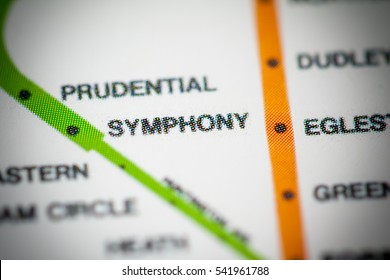 Symphony Station. Boston Metro Map.