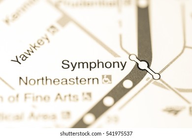 Symphony Station. Boston Metro Map.