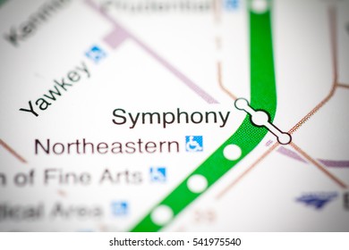 Symphony Station. Boston Metro Map.