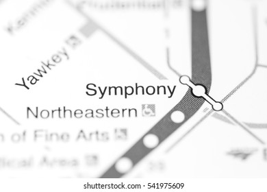 Symphony Station. Boston Metro Map.