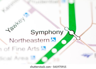 Symphony Station. Boston Metro Map.