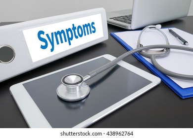 Symptoms folder on Desktop on table. ipad