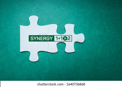 Synergy 1+1>2 Jigsaw Puzzle. Business Concept