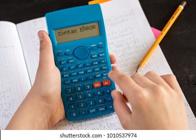 Syntax Error On Scientific Calculator. School Concept.