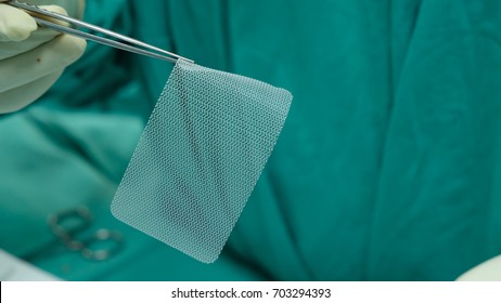 Synthetic Mesh for Inguinal Hernia Repair. - Shutterstock ID 703294393