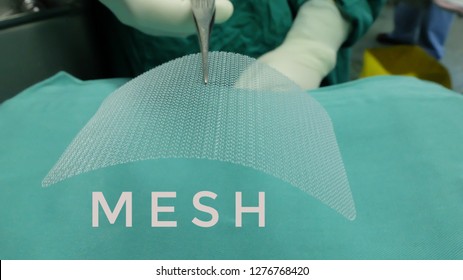 Synthetic Mesh Used In Surgical Repair Of Hernia.