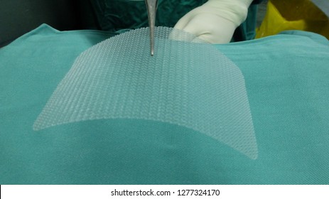 Synthetic Mesh Used In Surgical Repair Of Hernia.