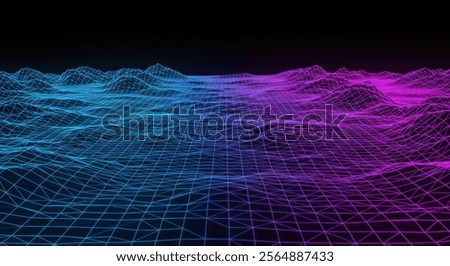 Synthwave Wireframe Landscape Background Wallpaper