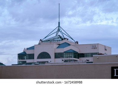 Syracuse, New York - Mar 09, 2020: Closeup View Of Destiny USA Top Glass Dome.