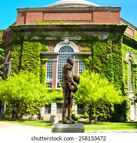 Syracuse, New York, USA . March 4,2015. Statue Of Legendary Football Player Ernie Davis On The Syracuse University Campus