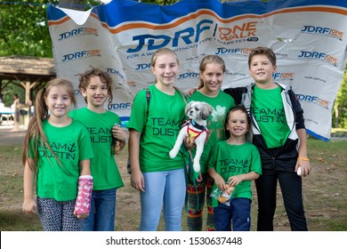 Syracuse, NY/ United States - September 28, 2019: JDRF One Walk, Long Branch Park Event Walkers, Volunteers And Sponsors Raise Money To Make Living With Type 1 Diabetes ,(T1D), Curing Children Donate 