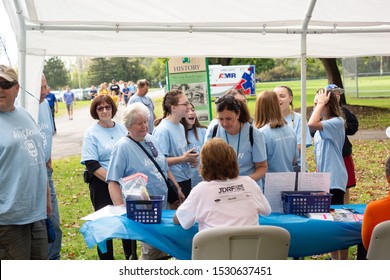 Syracuse, NY/ United States - September 28, 2019: JDRF One Walk, Long Branch Park Event Walkers, Volunteers And Sponsors Raise Money To Make Living With Type 1 Diabetes ,(T1D), Curing Children Donate 