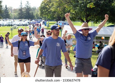 Syracuse, NY/ United States - September 28, 2019: JDRF One Walk, Long Branch Park Event Walkers, Volunteers And Sponsors Raise Money To Make Living With Type 1 Diabetes ,(T1D), Curing Children Donate 