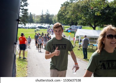 Syracuse, NY/ United States - September 28, 2019: JDRF One Walk, Long Branch Park Event Walkers, Volunteers And Sponsors Raise Money To Make Living With Type 1 Diabetes ,(T1D), Curing Children Donate 