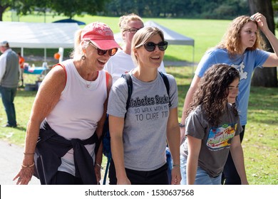 Syracuse, NY/ United States - September 28, 2019: JDRF One Walk, Long Branch Park Event Walkers, Volunteers And Sponsors Raise Money To Make Living With Type 1 Diabetes ,(T1D), Curing Children Donate 