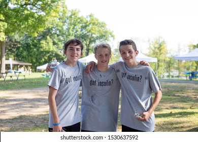 Syracuse, NY/ United States - September 28, 2019: JDRF One Walk, Long Branch Park Event Walkers, Volunteers And Sponsors Raise Money To Make Living With Type 1 Diabetes ,(T1D), Curing Children Donate 