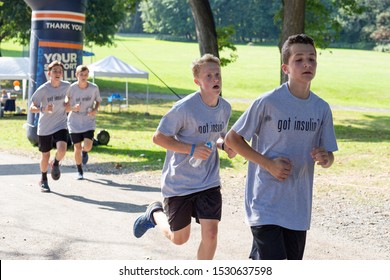 Syracuse, NY/ United States - September 28, 2019: JDRF One Walk, Long Branch Park Event Walkers, Volunteers And Sponsors Raise Money To Make Living With Type 1 Diabetes ,(T1D), Curing Children Donate 