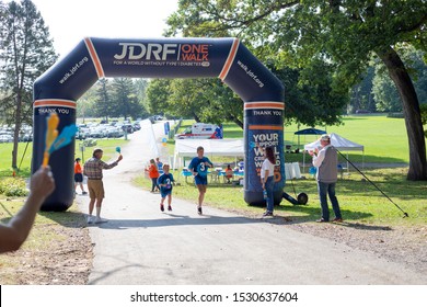 Syracuse, NY/ United States - September 28, 2019: JDRF One Walk, Long Branch Park Event Walkers, Volunteers And Sponsors Raise Money To Make Living With Type 1 Diabetes ,(T1D), Curing Children Donate 